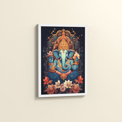 Side View of Vighnaharta Lord Ganesha Wall Frame – Spiritual Decor in White Color Frame