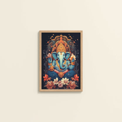 Wall View of Vighnaharta Lord Ganesha Wall Frame – Spiritual Decor in White Color Frame