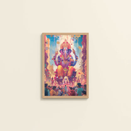 Wall View of Elegant Lord Ganesha Spiritual Wall Frame & Artwork in White Color Frame