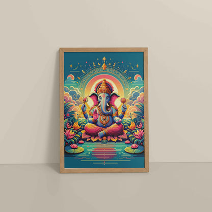 Floor View of Colorful Lord Ganesha Wall Frame – A Symbol of Peace & Positivity in Natrual Color Frame