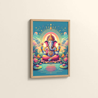 Side View of Colorful Lord Ganesha Wall Frame – A Symbol of Peace & Positivity in Natrual Color Frame