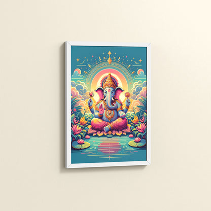 Side View of Colorful Lord Ganesha Wall Frame – A Symbol of Peace & Positivity in White Color Frame