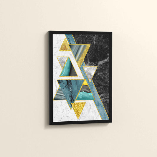 Side View of Geometric Triangle Art – Modern Wall Decor in Black Color Frame