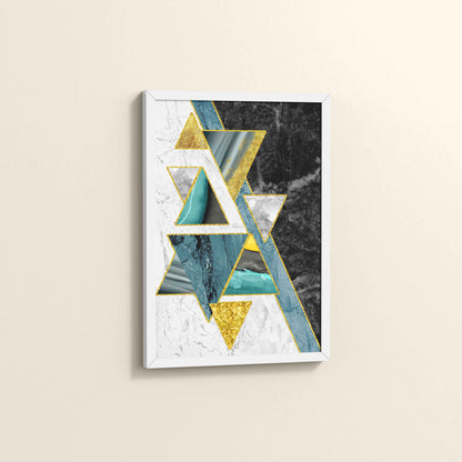 Side View of Geometric Triangle Art – Modern Wall Decor in White Color Frame