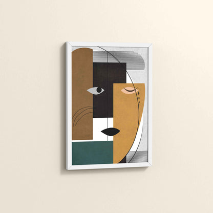 Side View of GeoFace – Abstract Geometric Face Wall Art in White Color Frame