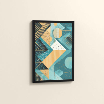 Side View of Vibrant Geometry – Minimalist Shapes Wall Art in Black Color Frame