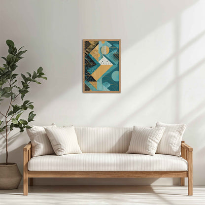 Living Room Cabinet Table Preview of Vibrant Geometry – Minimalist Shapes Wall Art in Natrual Color Frame