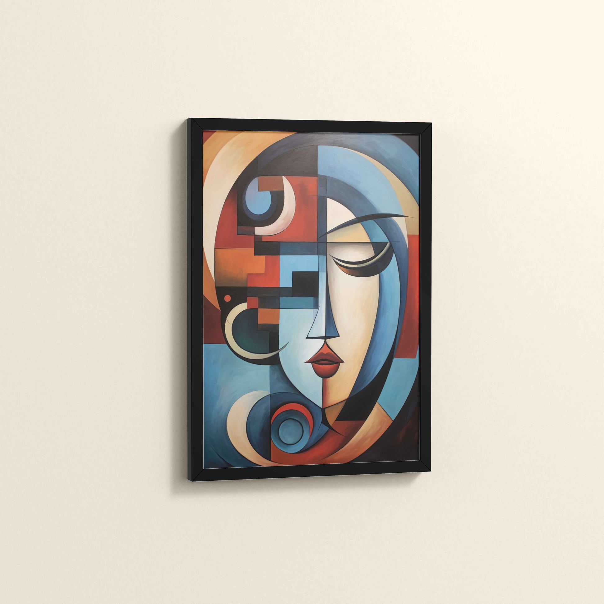 Side View of Linear Beauty – Artistic Woman Face in Geometry in Black Color Frame