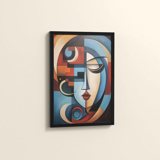 Side View of Linear Beauty – Artistic Woman Face in Geometry in Black Color Frame