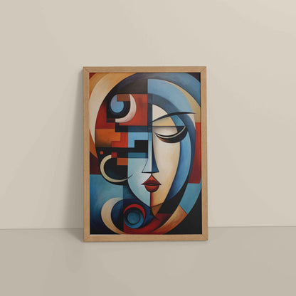 Floor View of Linear Beauty – Artistic Woman Face in Geometry in Natrual Color Frame