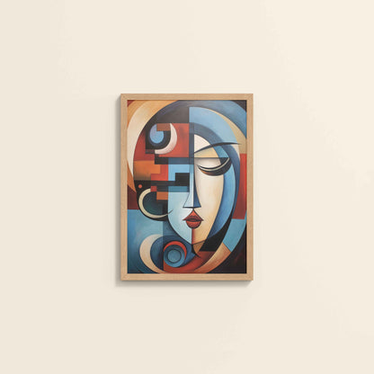 Wall View of Linear Beauty – Artistic Woman Face in Geometry in Natrual Color Frame