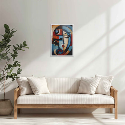 Living Room Cabinet Table Preview of Linear Beauty – Artistic Woman Face in Geometry in White Color Frame