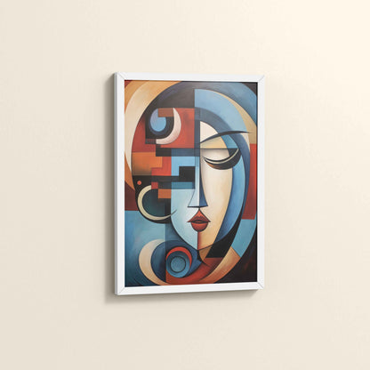 Side View of Linear Beauty – Artistic Woman Face in Geometry in White Color Frame