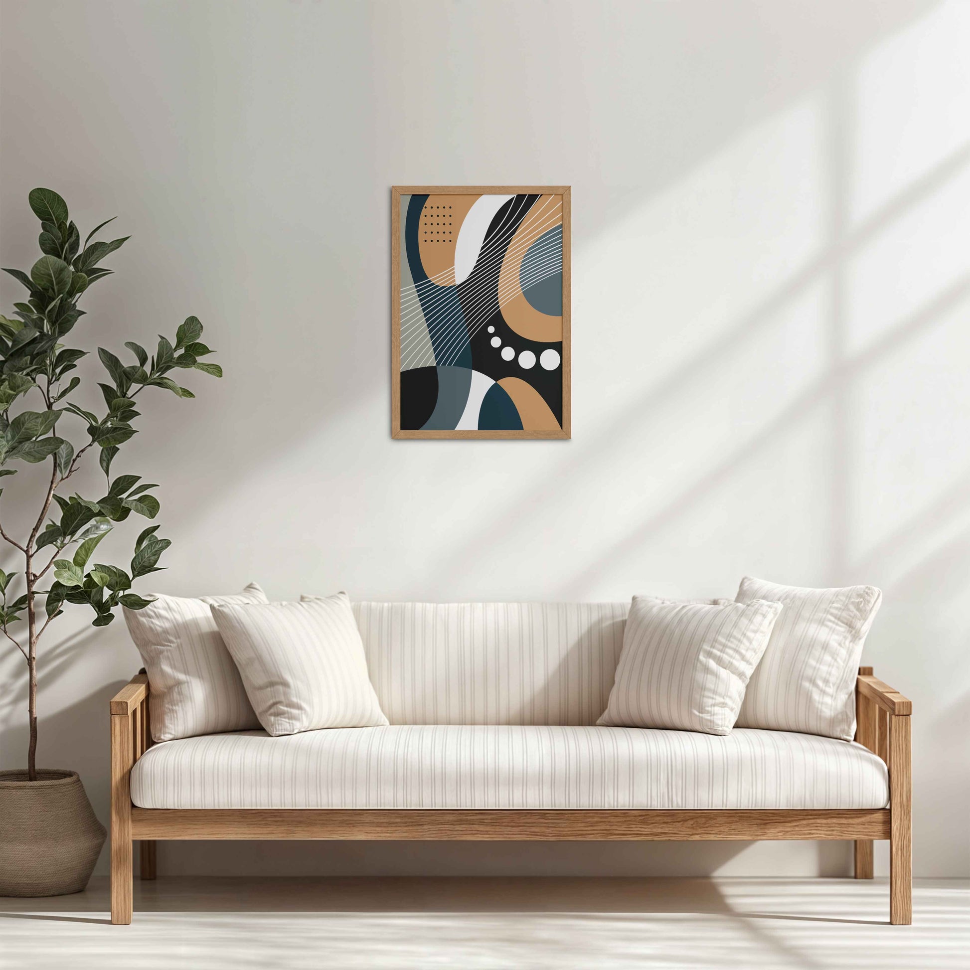 Living Room Cabinet Table Preview of Modern Balance – Abstract Geometrical Shape Art in Natrual Color Frame