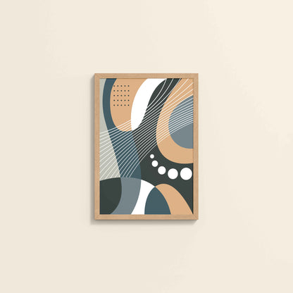 Wall View of Modern Balance – Abstract Geometrical Shape Art in Natrual Color Frame