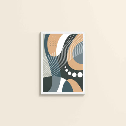 Wall View of Modern Balance – Abstract Geometrical Shape Art in White Color Frame