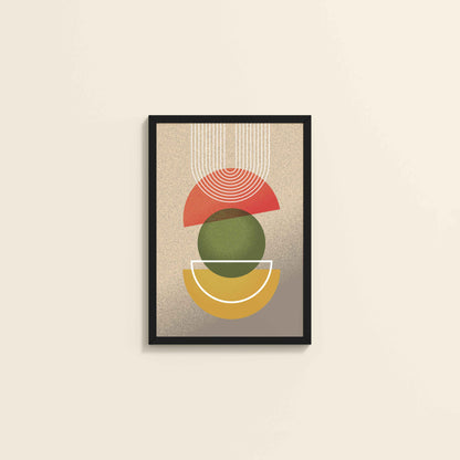 Wall View of Mid-Century Geometry – Abstract Shapes Wall Art in Black Color Frame