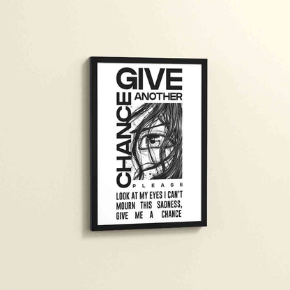Side View of Give Another Chance – Graffiti Inspired Wall Art in Black Color Frame
