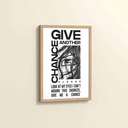 Side View of Give Another Chance – Graffiti Inspired Wall Art in Natrual Color Frame