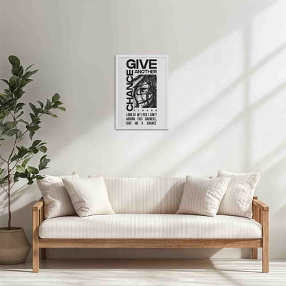 Living Room Cabinet Table Preview of Give Another Chance – Graffiti Inspired Wall Art in White Color Frame