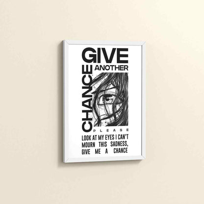 Side View of Give Another Chance – Graffiti Inspired Wall Art in White Color Frame