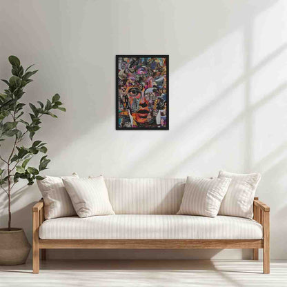 Living Room Cabinet Table Preview of Multilayer Cutout Image Frame – Artistic Photo Display in Black Color Frame
