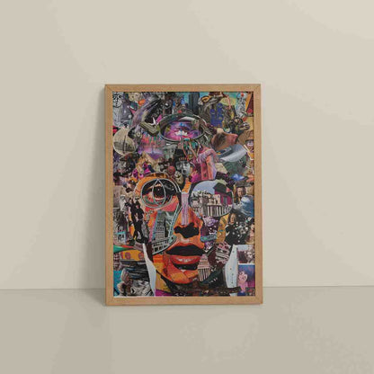 Floor View of Multilayer Cutout Image Frame – Artistic Photo Display in Natrual Color Frame