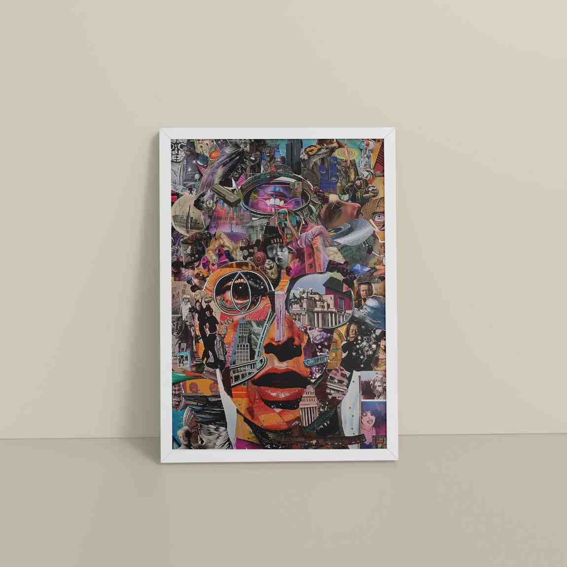 Floor View of Multilayer Cutout Image Frame – Artistic Photo Display in White Color Frame