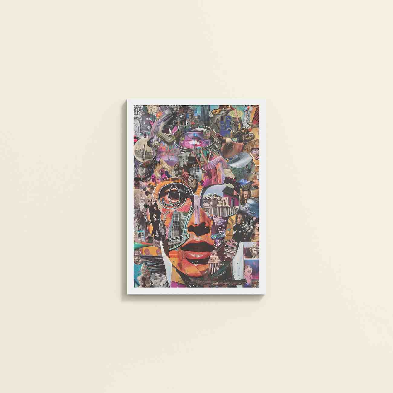 Wall View of Multilayer Cutout Image Frame – Artistic Photo Display in White Color Frame