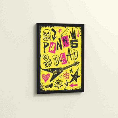 Side View of Punk's Not Dead – Culture Design Wall Art Frame in Black Color Frame