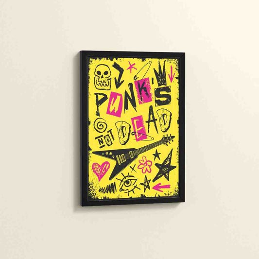 Side View of Punk's Not Dead – Culture Design Wall Art Frame in Black Color Frame