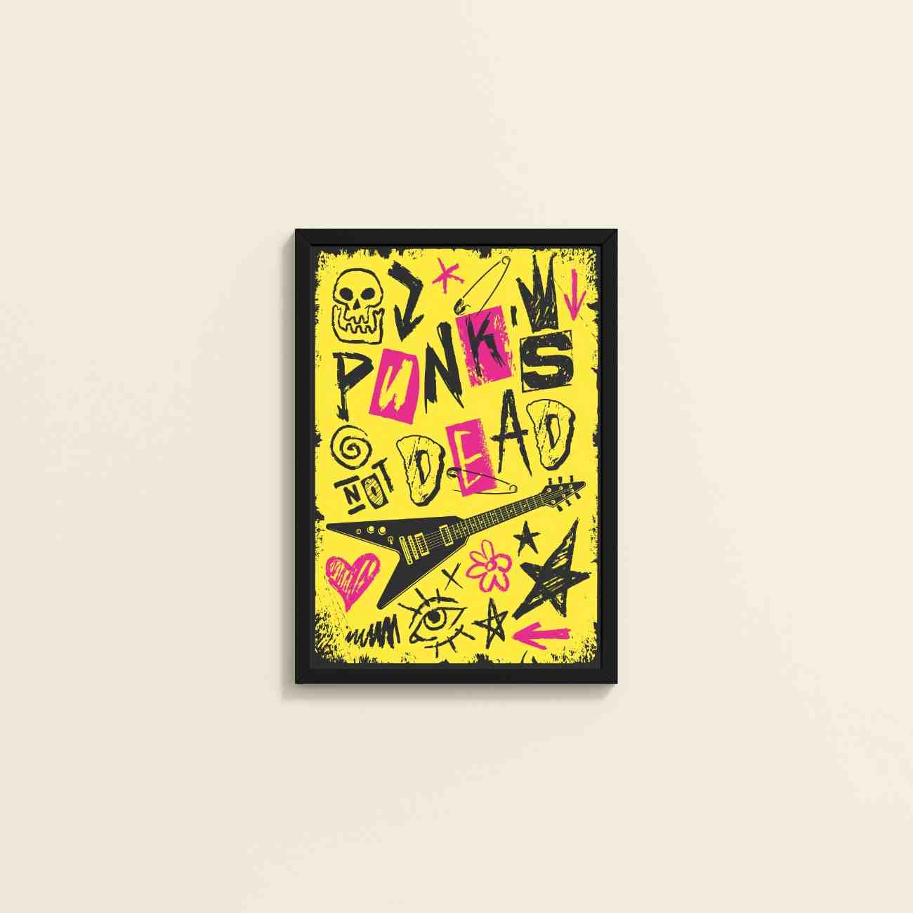 Wall View of Punk's Not Dead – Culture Design Wall Art Frame in Black Color Frame