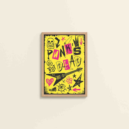 Wall View of Punk's Not Dead – Culture Design Wall Art Frame in Natrual Color Frame