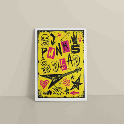 Floor View of Punk's Not Dead – Culture Design Wall Art Frame in White Color Frame