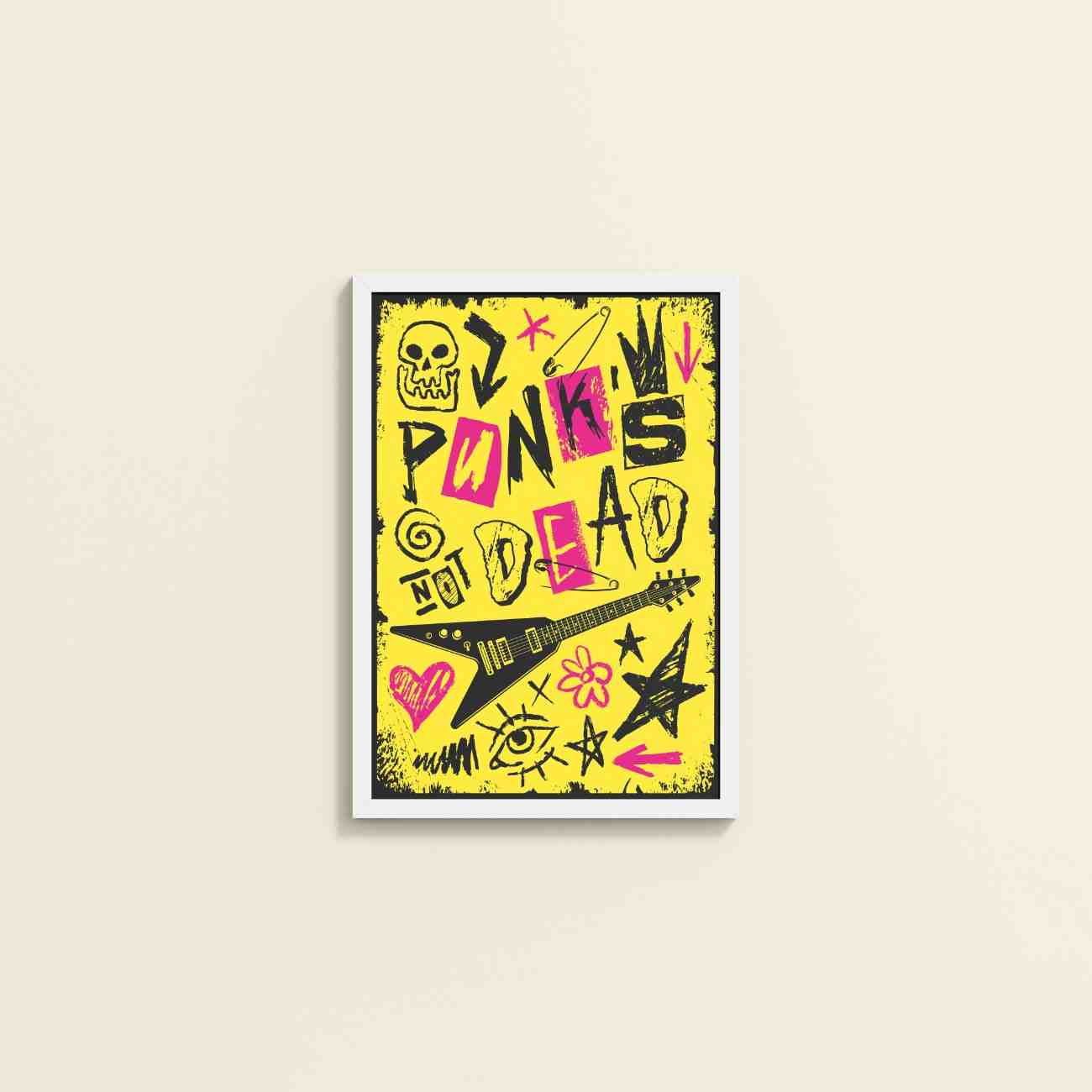 Wall View of Punk's Not Dead – Culture Design Wall Art Frame in White Color Frame