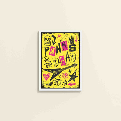 Wall View of Punk's Not Dead – Culture Design Wall Art Frame in White Color Frame