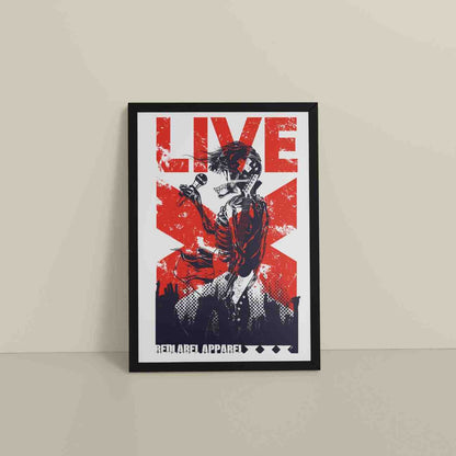 Floor View of Skeleton PopStar – Skeleton Singer & Guitarist Art Frame in Black Color Frame