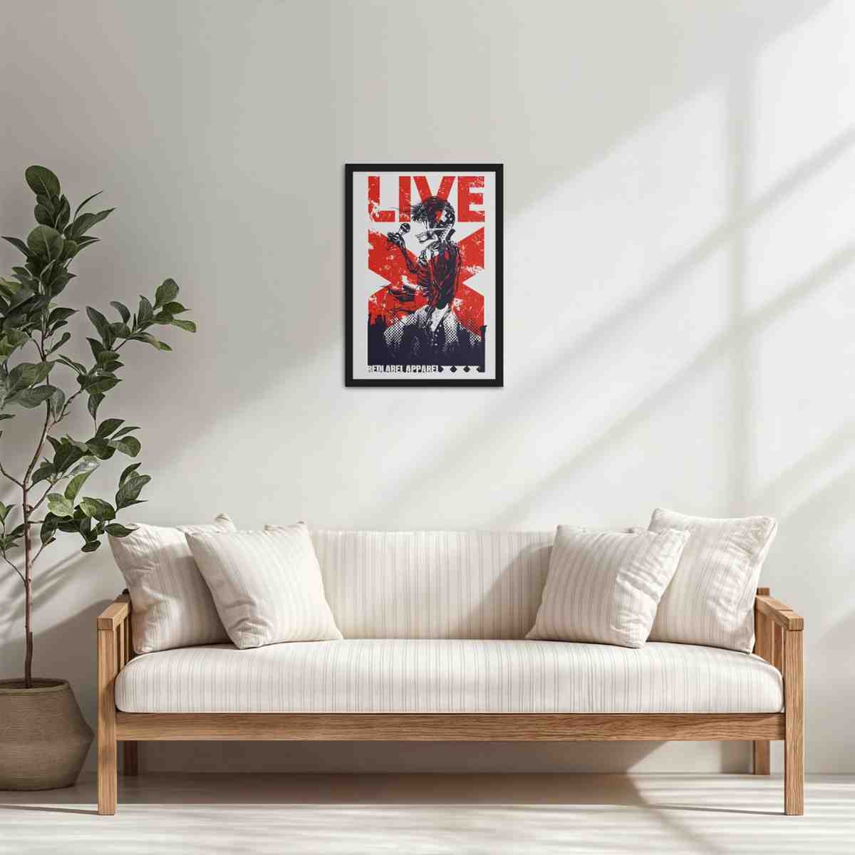 Living Room Cabinet Table Preview of Skeleton PopStar – Skeleton Singer & Guitarist Art Frame in Black Color Frame