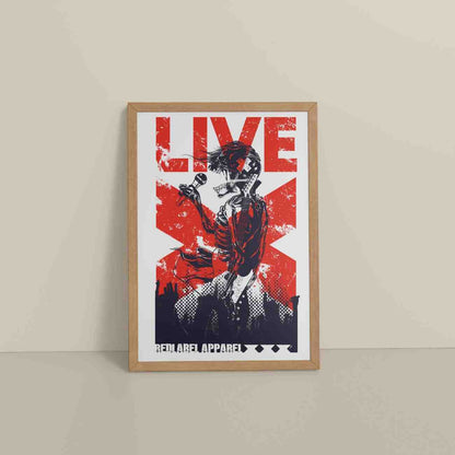Floor View of Skeleton PopStar – Skeleton Singer & Guitarist Art Frame in Natrual Color Frame