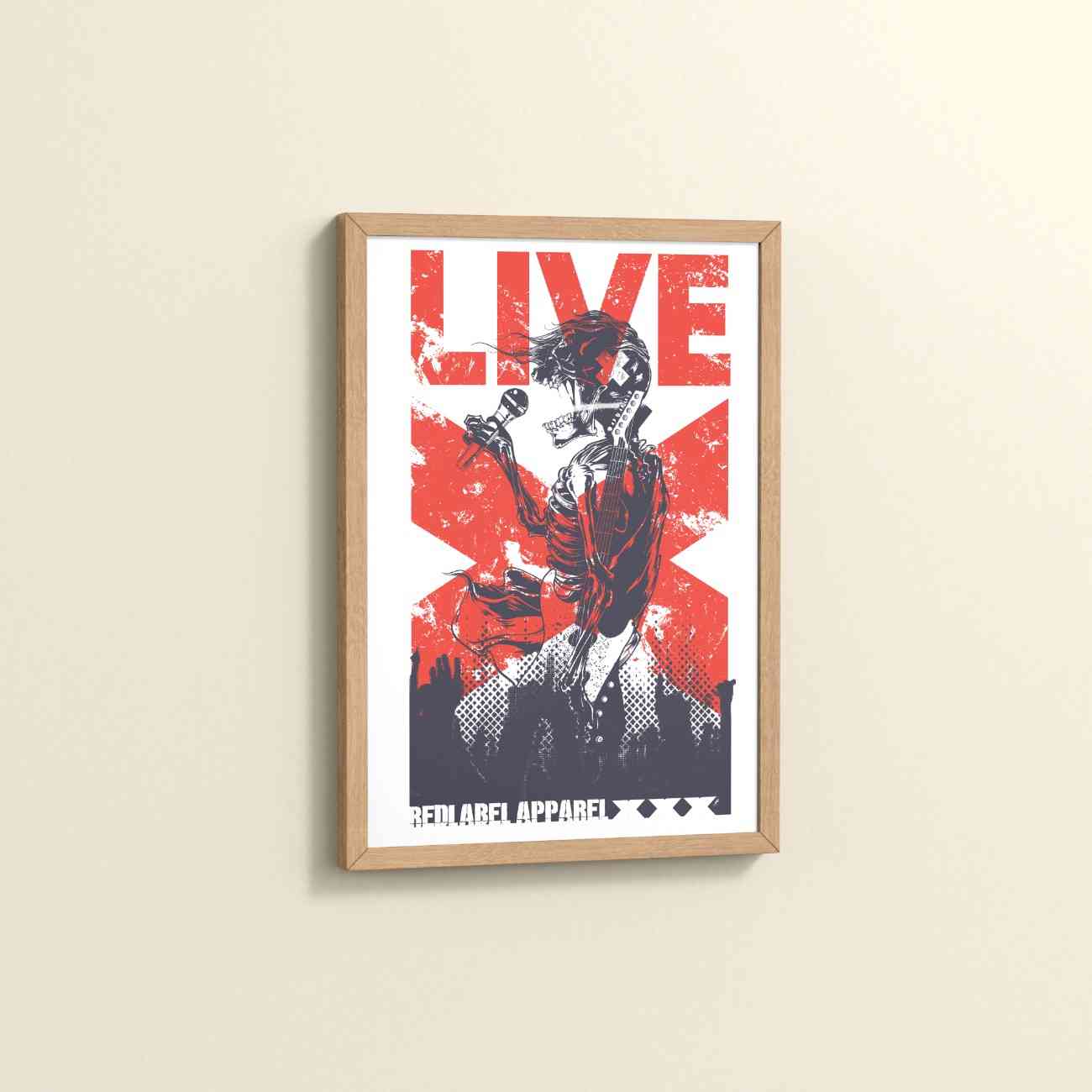 Side View of Skeleton PopStar – Skeleton Singer & Guitarist Art Frame in Natrual Color Frame