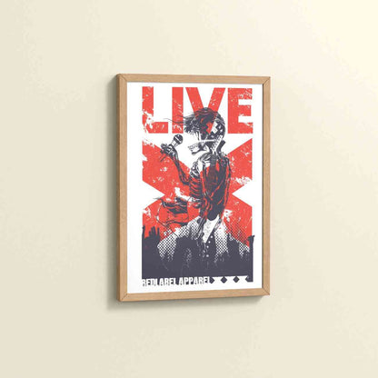 Side View of Skeleton PopStar – Skeleton Singer & Guitarist Art Frame in Natrual Color Frame