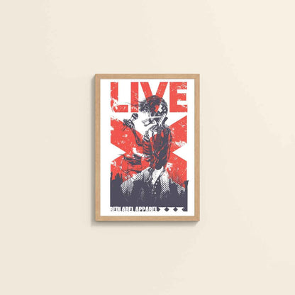 Wall View of Skeleton PopStar – Skeleton Singer & Guitarist Art Frame in Natrual Color Frame