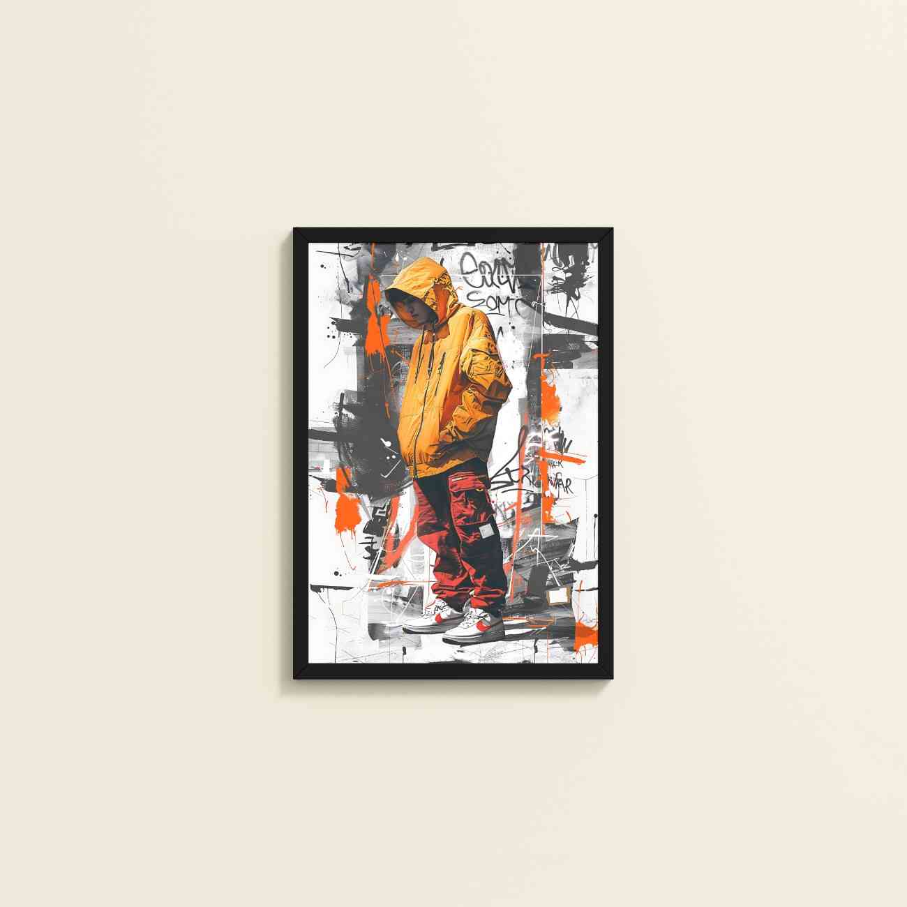 Wall View of Graffiti Ghost – Streetwear Shadow Wall Art Frame in Black Color Frame