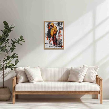 Living Room Cabinet Table Preview of Graffiti Ghost – Streetwear Shadow Wall Art Frame in Natrual Color Frame