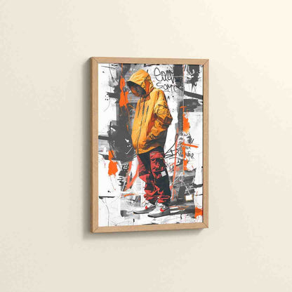 Side View of Graffiti Ghost – Streetwear Shadow Wall Art Frame in Natrual Color Frame