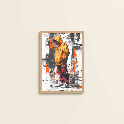 Wall View of Graffiti Ghost – Streetwear Shadow Wall Art Frame in Natrual Color Frame