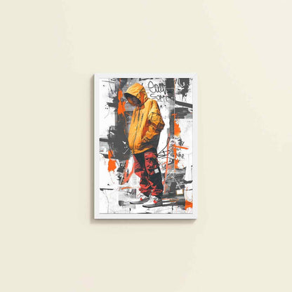 Wall View of Graffiti Ghost – Streetwear Shadow Wall Art Frame in White Color Frame