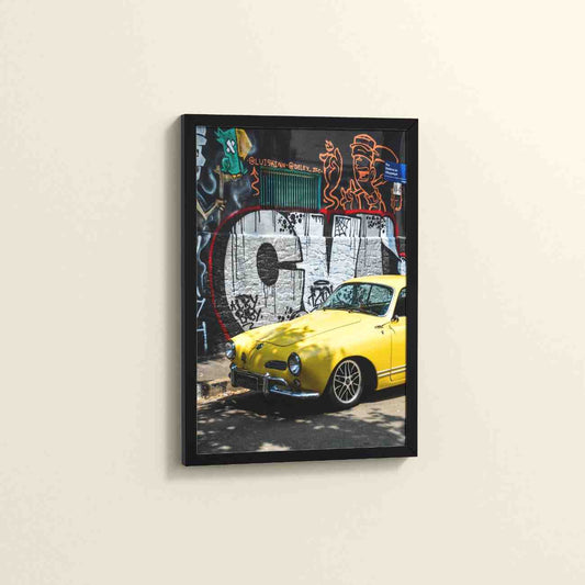 Side View of Graffiti Ride – Car in Urban Art Photo Frame & Wall Decor in Black Color Frame