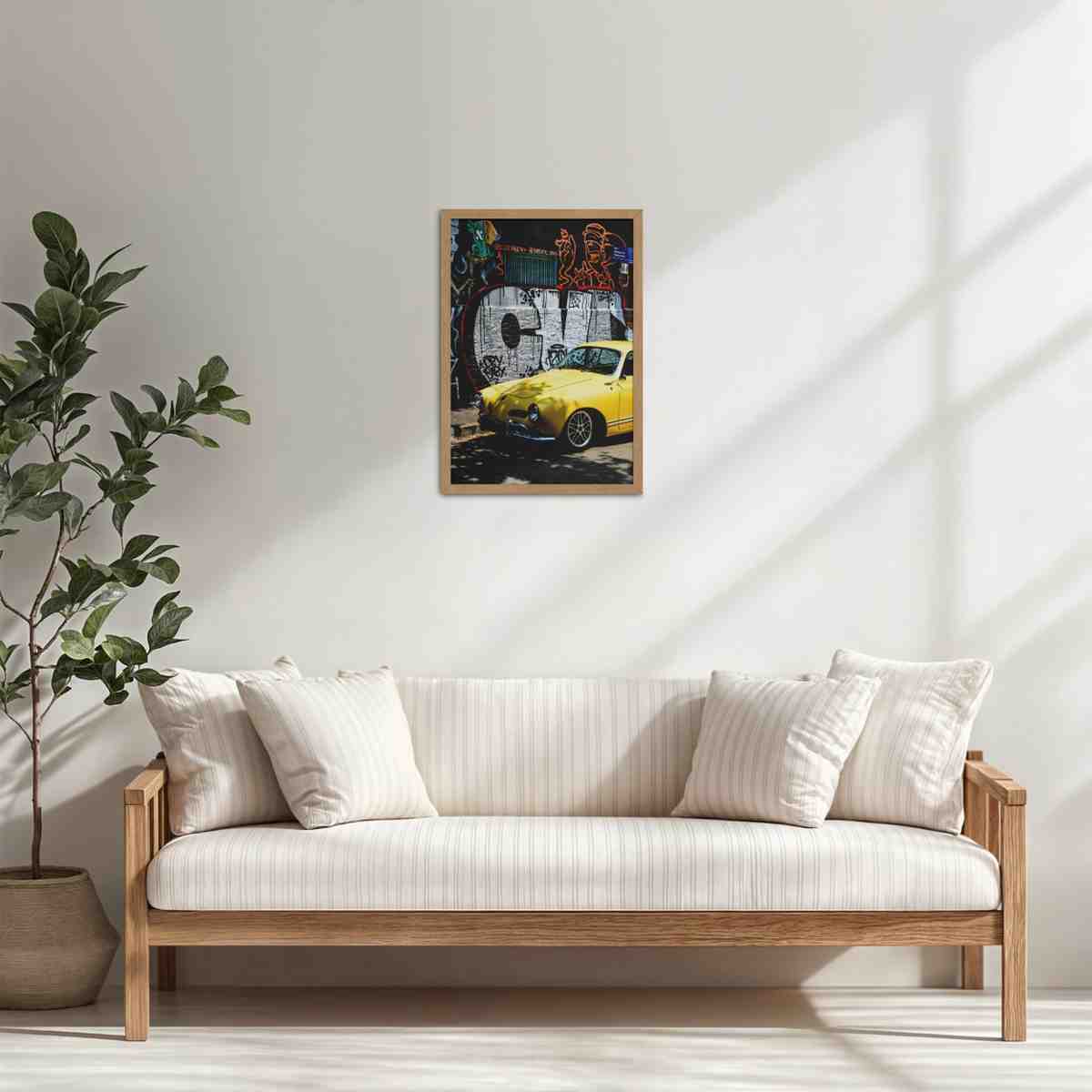 Living Room Cabinet Table Preview of Graffiti Ride – Car in Urban Art Photo Frame & Wall Decor in Natrual Color Frame