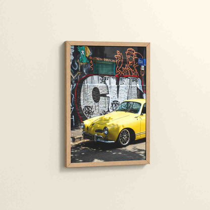 Side View of Graffiti Ride – Car in Urban Art Photo Frame & Wall Decor in Natrual Color Frame